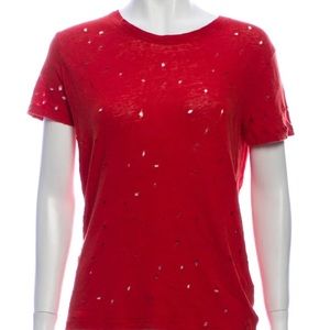 IRO red linen scoop neck t-shirts